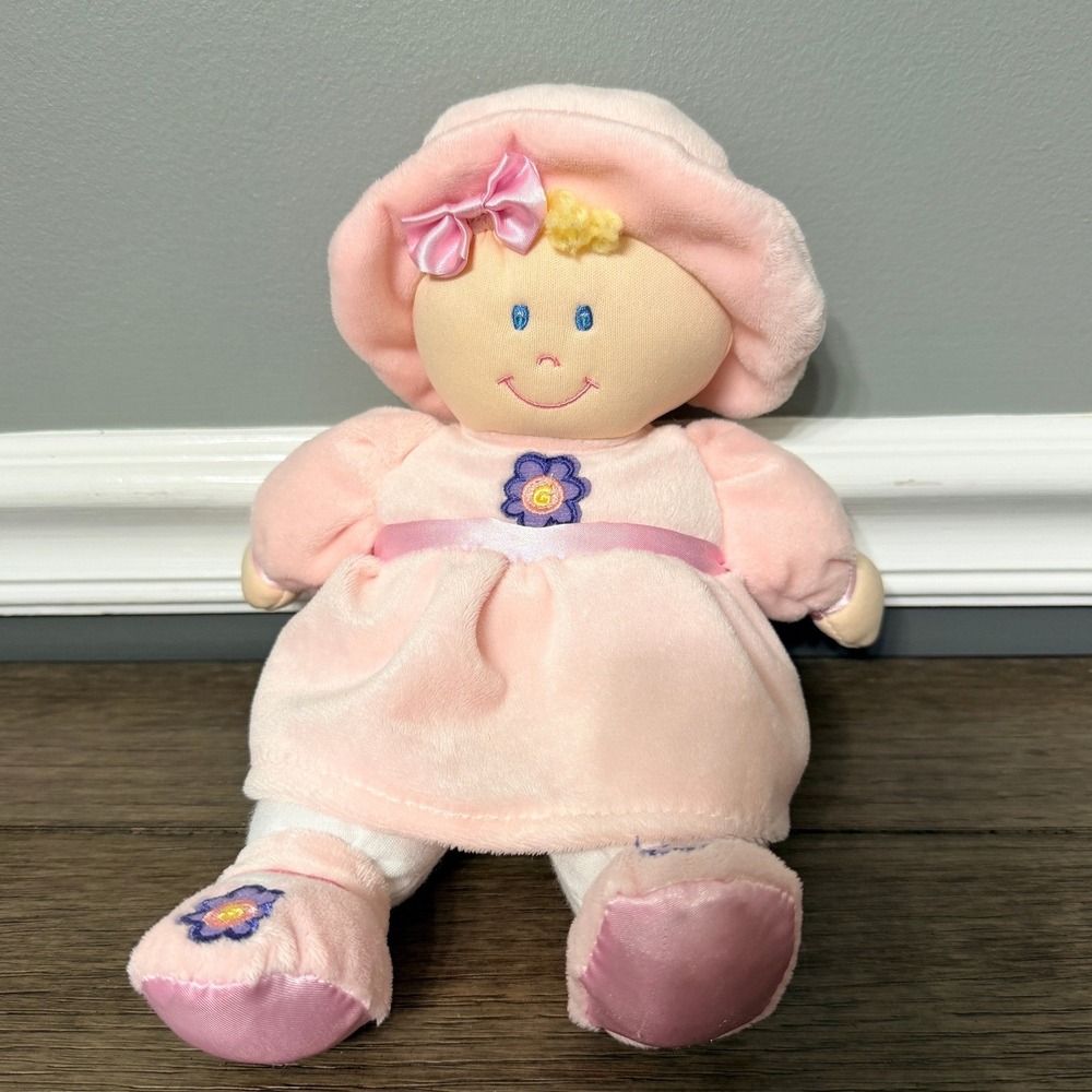 Kids Preferred Pink‎ Plush Baby Doll Soft Stuffed Toy Floral Sun Hat